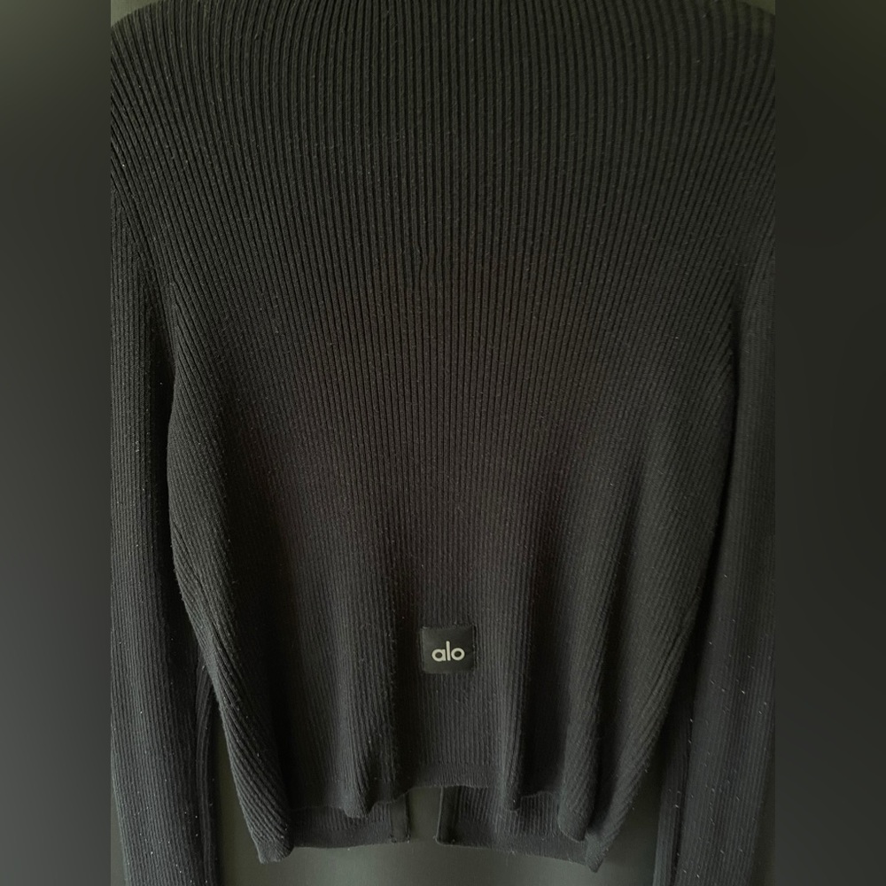 ALO Yoga Black Ribbed Cardigan - Picture 8 of 13